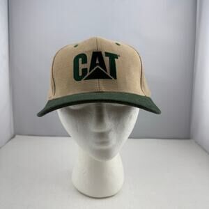 Caterpillar CAT Logo Brown Green Snapback Trucker Hat Adjustable